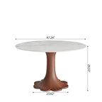 Liora Farmhouse-Style Red Walnut Floral-shape Solid Wood Pedestal Round Dining Table  - image 7