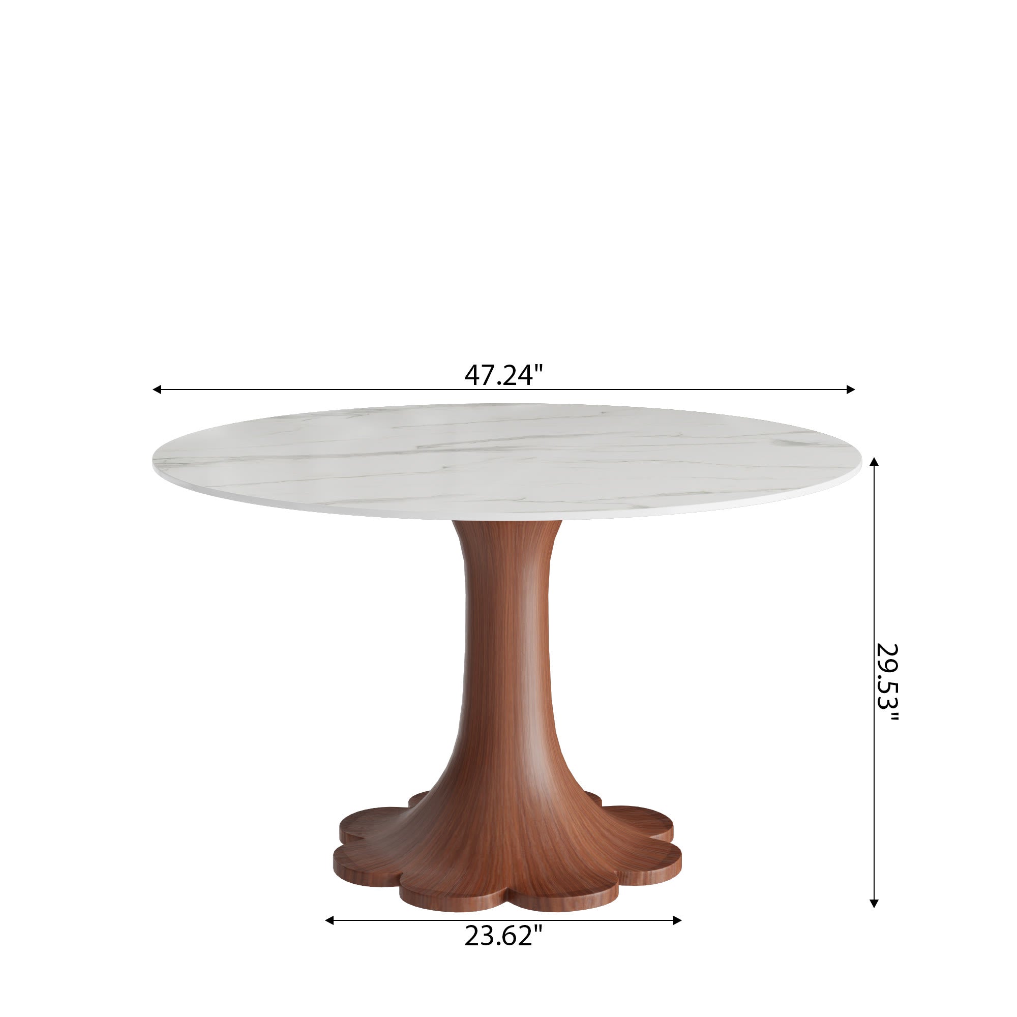 Liora Farmhouse-Style Red Walnut Floral-shape Solid Wood Pedestal Round Dining Table  - image 7