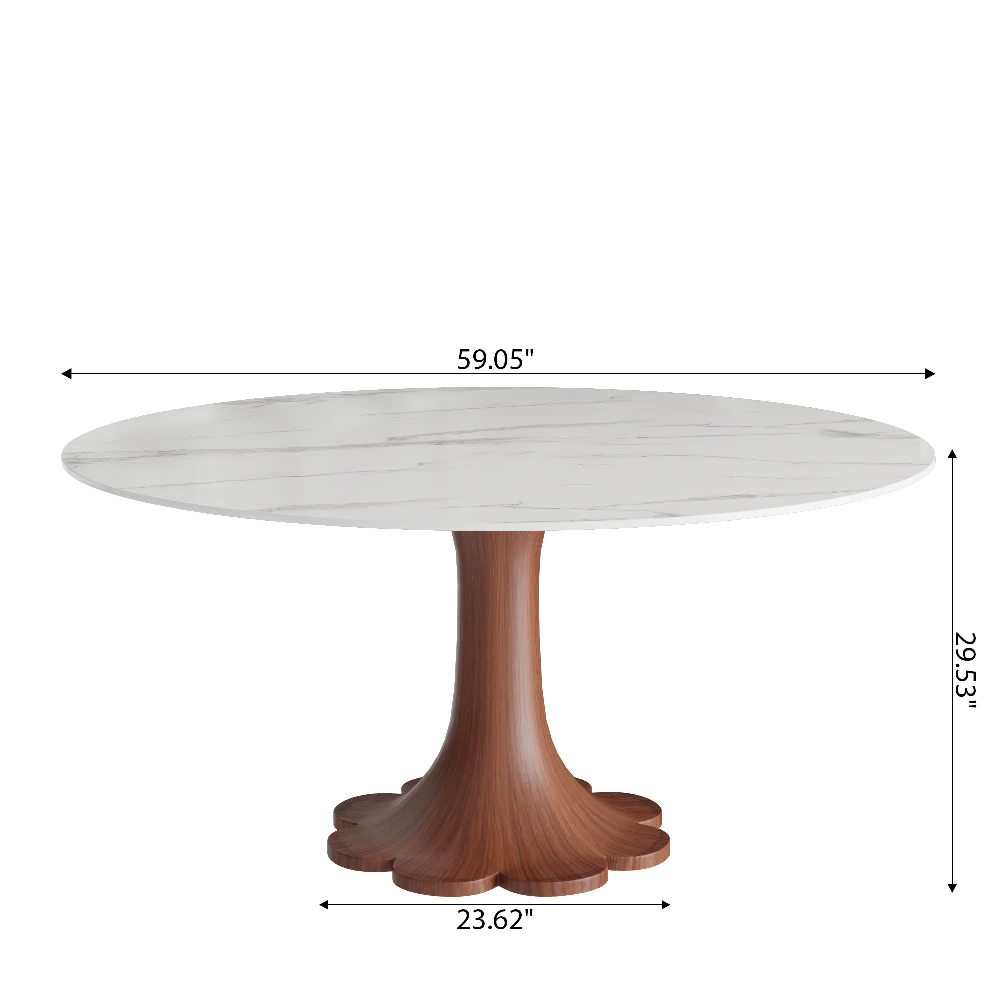 Liora Farmhouse-Style Red Walnut Floral-shape Solid Wood Pedestal Round Dining Table  - image 9