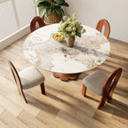 Liora Farmhouse-Style Red Walnut Floral-shape Solid Wood Pedestal Round Dining Table  - image 13