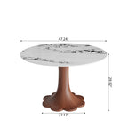 Liora Farmhouse-Style Red Walnut Floral-shape Solid Wood Pedestal Round Dining Table  - image 44