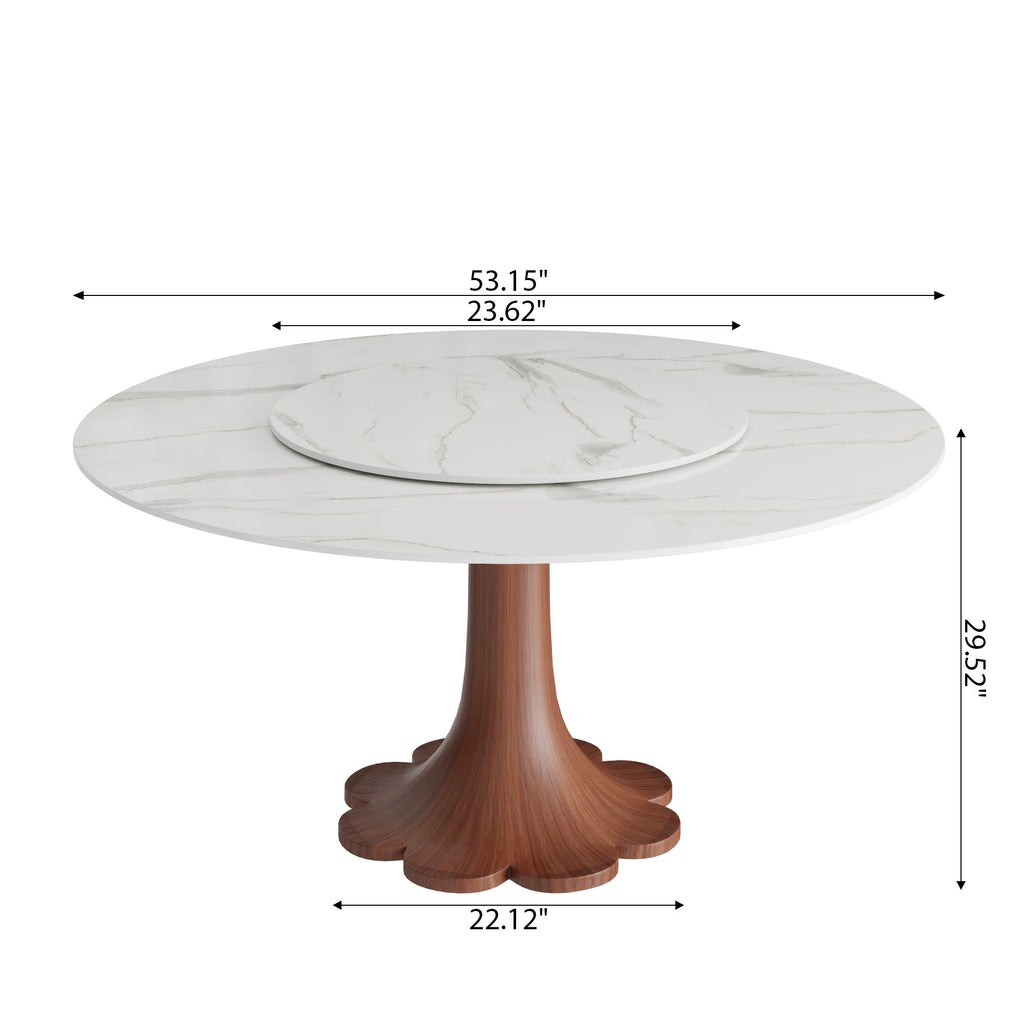 Liora Floral-Shape Pedestal Dining Table with Lazy Susan - image 4