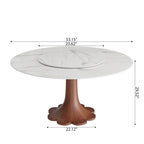 Liora Farmhouse-Style Red Walnut Floral-shape Solid Wood Pedestal Round Dining Table with Lazy Susan - image 4