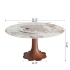 Liora Farmhouse-Style Red Walnut Floral-shape Solid Wood Pedestal Round Dining Table with Lazy Susan - image 11