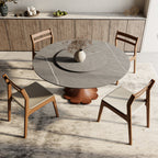 Liora Farmhouse-Style Red Walnut Floral-shape Solid Wood Pedestal Round Dining Table with Lazy Susan - image 16