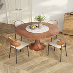 Liora Farmhouse-Style Red Walnut Floral-shape Solid Wood Pedestal Round Dining Table with Lazy Susan - image 23