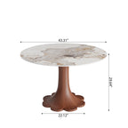 Liora Farmhouse-Style Red Walnut Floral-shape Solid Wood Pedestal Round Dining Table  - image 17
