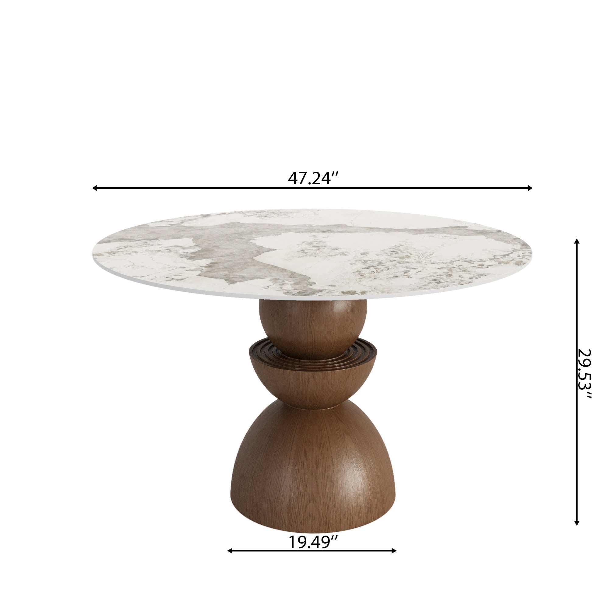 Mira Dark Walnut Solid Wood Pedestal Round Dining Table - image 2