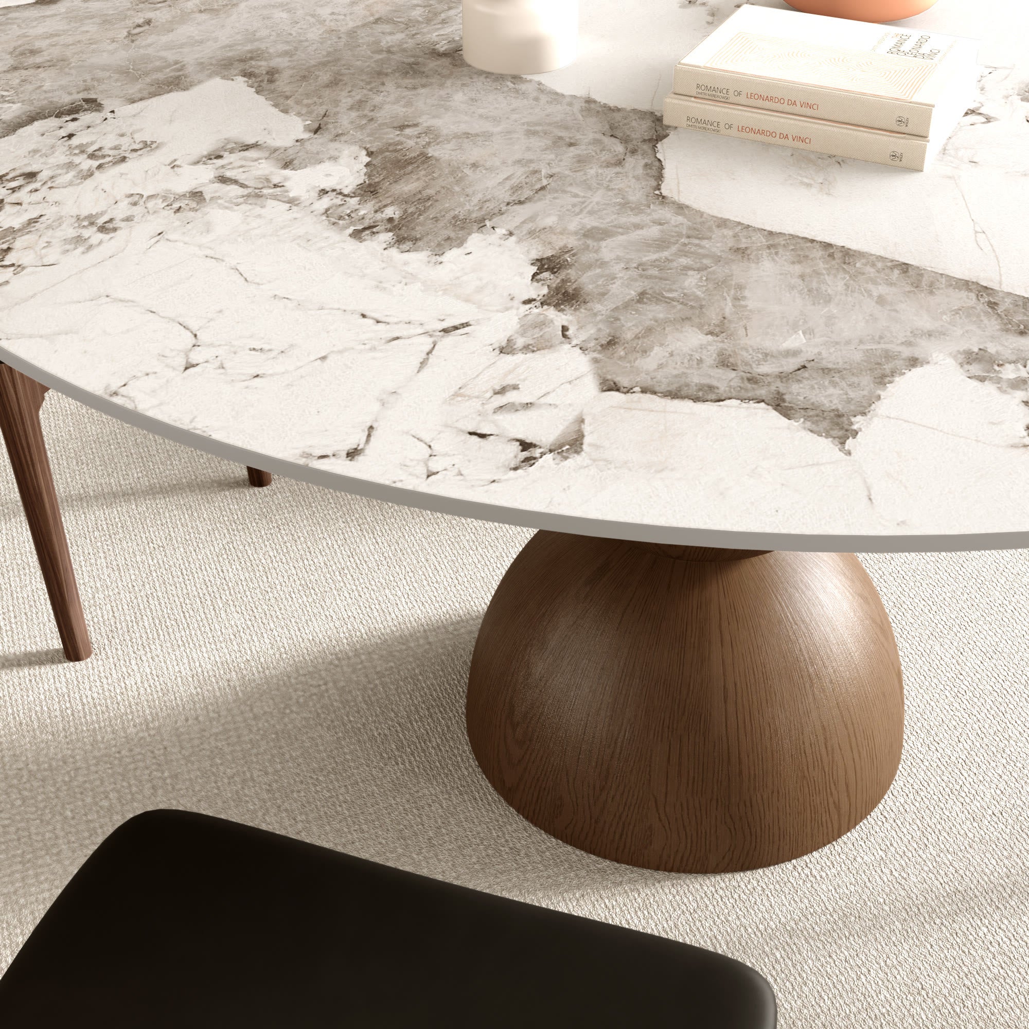 Mira Dark Walnut Solid Wood Pedestal Round Dining Table - image 17