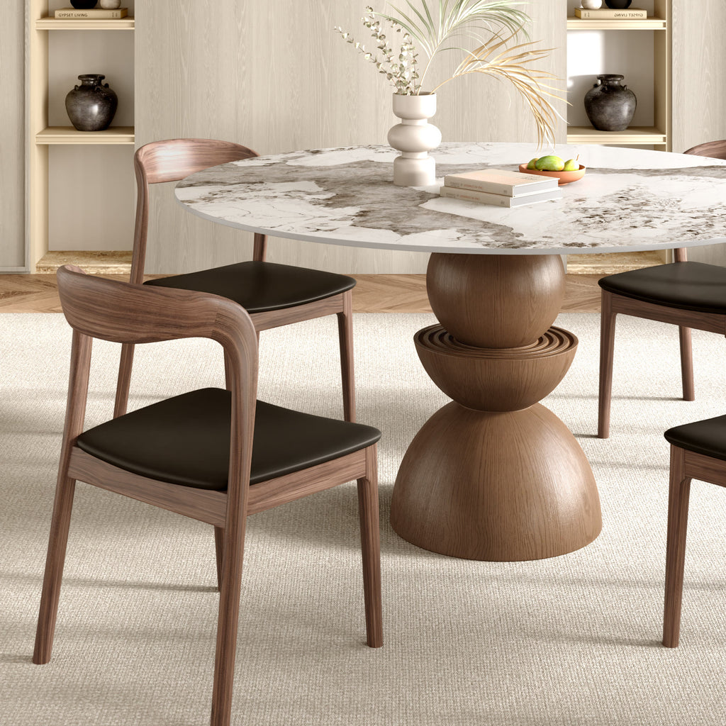 Mira Dark Walnut Solid Wood Pedestal Round Dining Table - image 6