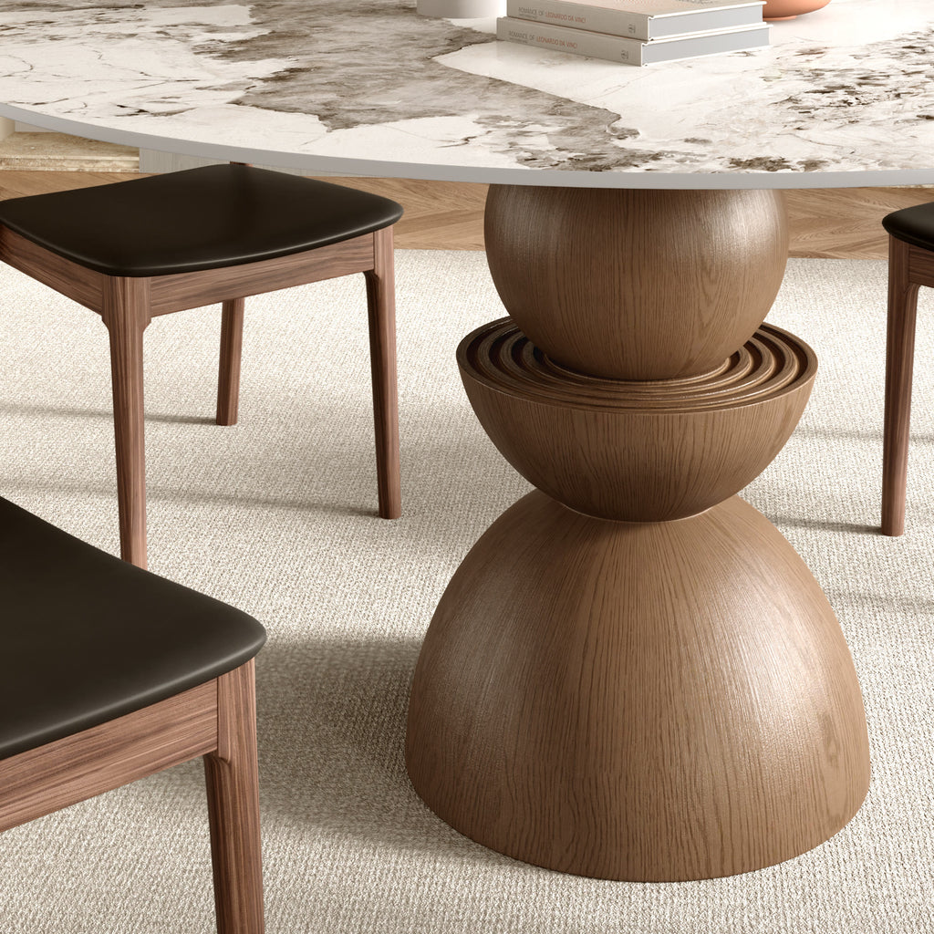 Mira Dark Walnut Solid Wood Pedestal Round Dining Table - image 5