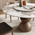 Mira Dark Walnut Solid Wood Pedestal Round Dining Table with Lazy Susan - image 13