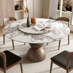 Mira Dark Walnut Solid Wood Pedestal Round Dining Table with Lazy Susan - image 9