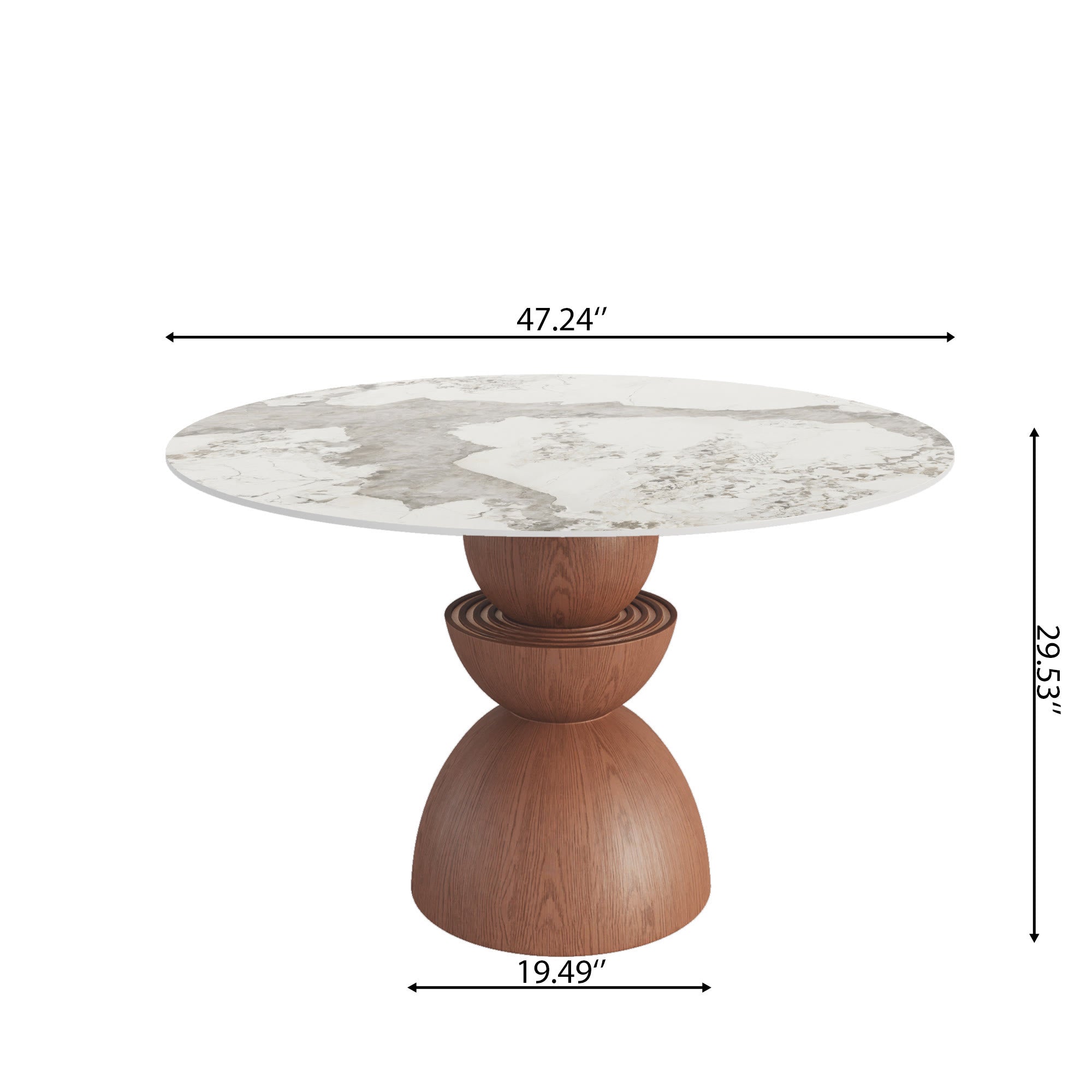Mira Red Walnut Solid Wood Pedestal Round Dining Table - image 2
