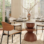 Mira Red Walnut Solid Wood Pedestal Round Dining Table - image 5