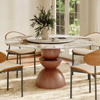 Mira Red Walnut Solid Wood Pedestal Round Dining Table with Lazy Susan - Pandora - 59" Table - image 8