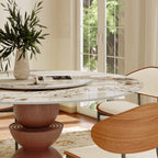 Mira Red Walnut Solid Wood Pedestal Round Dining Table with Lazy Susan - image 10