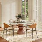 Mira Red Walnut Solid Wood Pedestal Round Dining Table with Lazy Susan - image 12