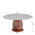 Prisma Red Walnut Solid Wood Geometric Pedestal Round Dining Table  - image 4