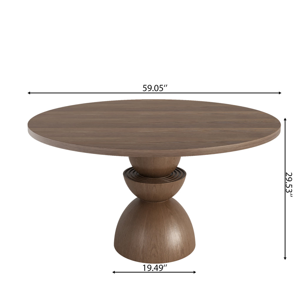 Mira Dark Walnut Solid Wood Pedestal Round Dining Table - image 25
