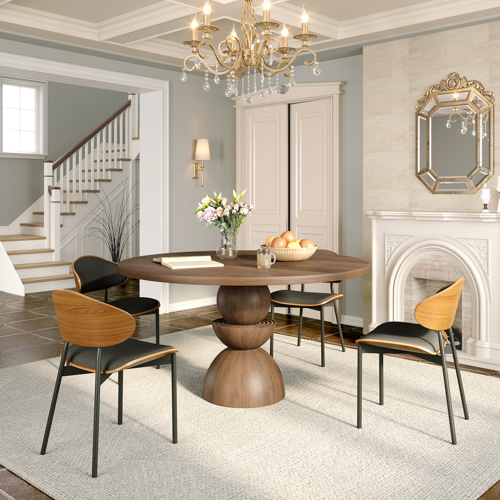 Mira Dark Walnut Solid Wood Pedestal Round Dining Table - image 23