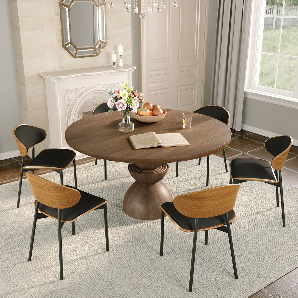 Mira Dark Walnut Solid Wood Pedestal Round Dining Table - image 24