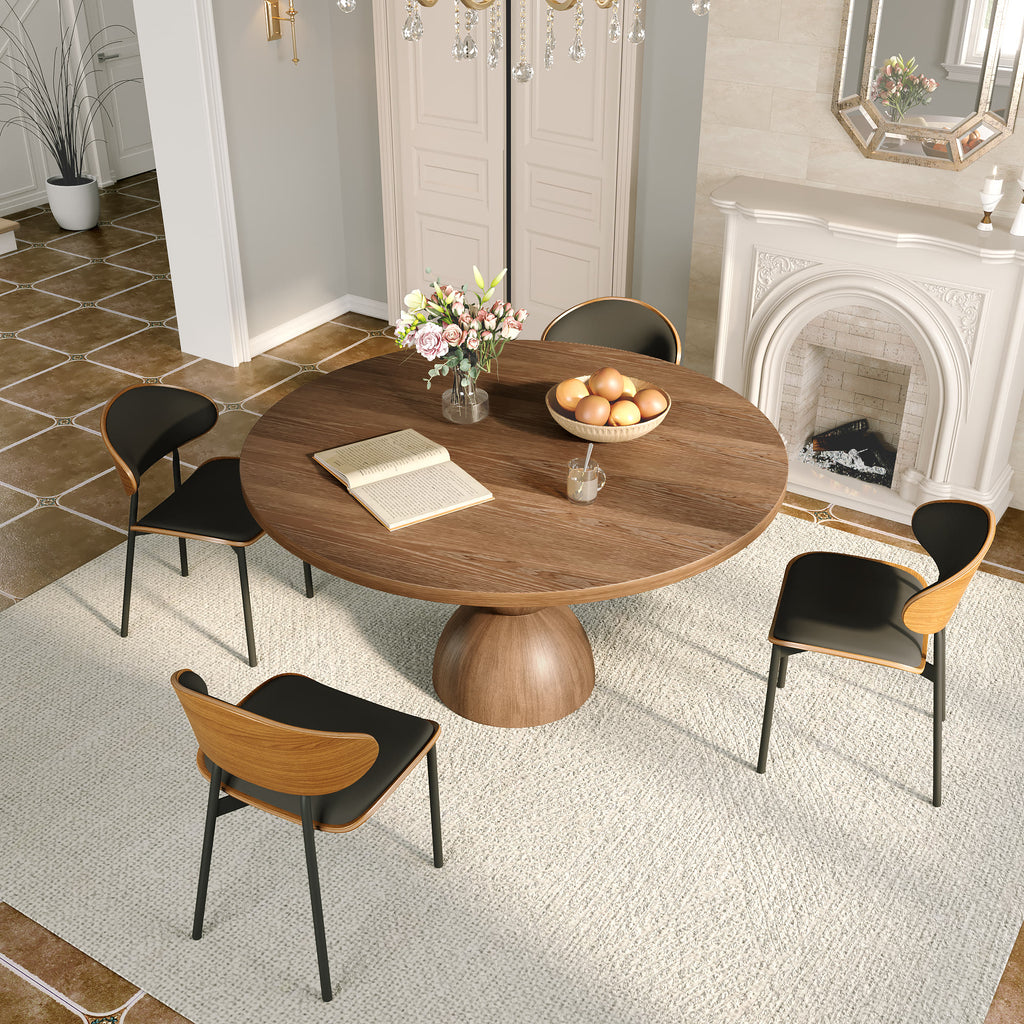 Mira Dark Walnut Solid Wood Pedestal Round Dining Table - image 25