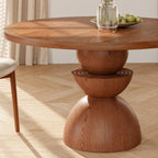 Mira Red Walnut Solid Wood Pedestal Round Dining Table - image 18