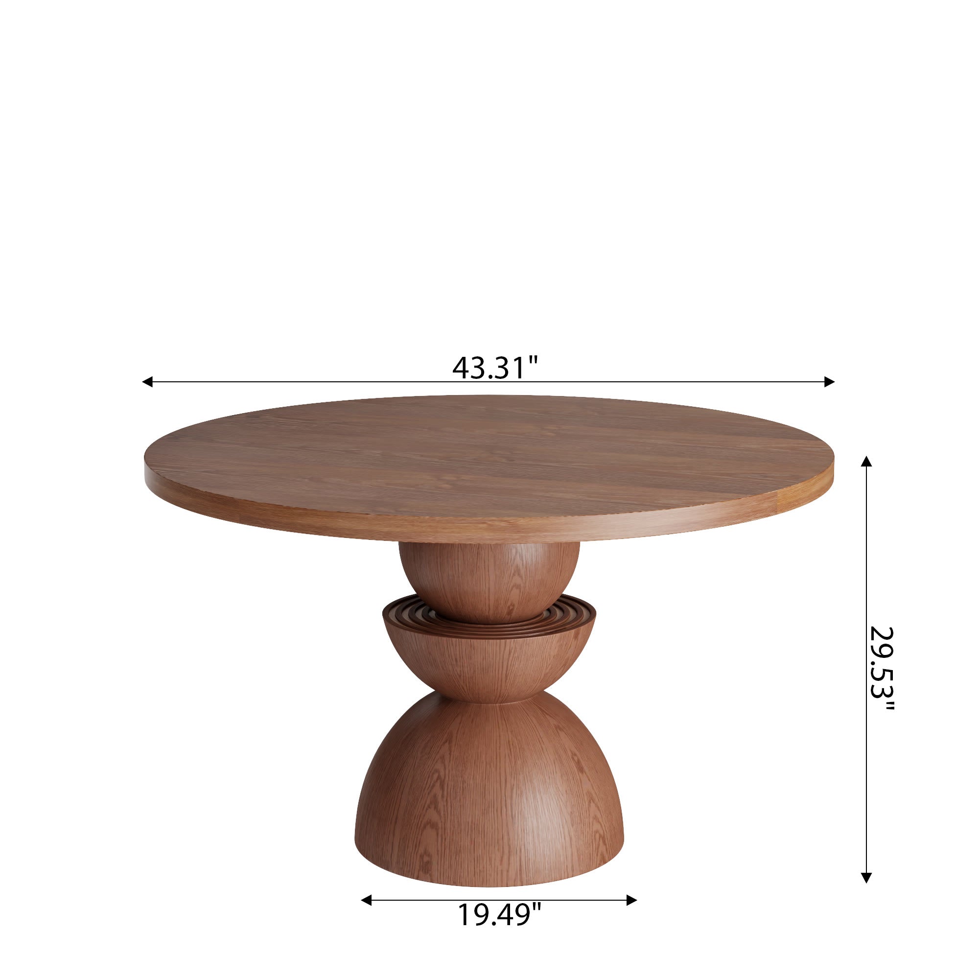 Mira Red Walnut Solid Wood Pedestal Round Dining Table - image 24