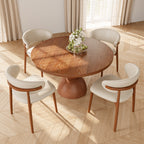 Mira Red Walnut Solid Wood Pedestal Round Dining Table - image 22