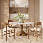 Calyx Dark Walnut Solid Wood Pedestal Round Dining Table  - image 22