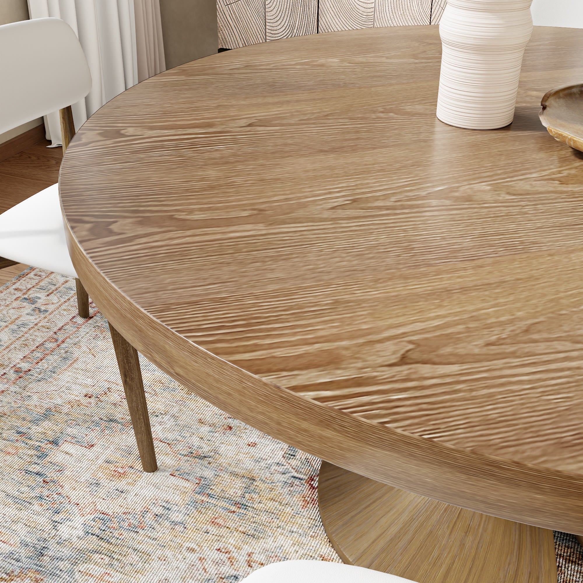 Calyx Dark Walnut Solid Wood Pedestal Round Dining Table  - image 5