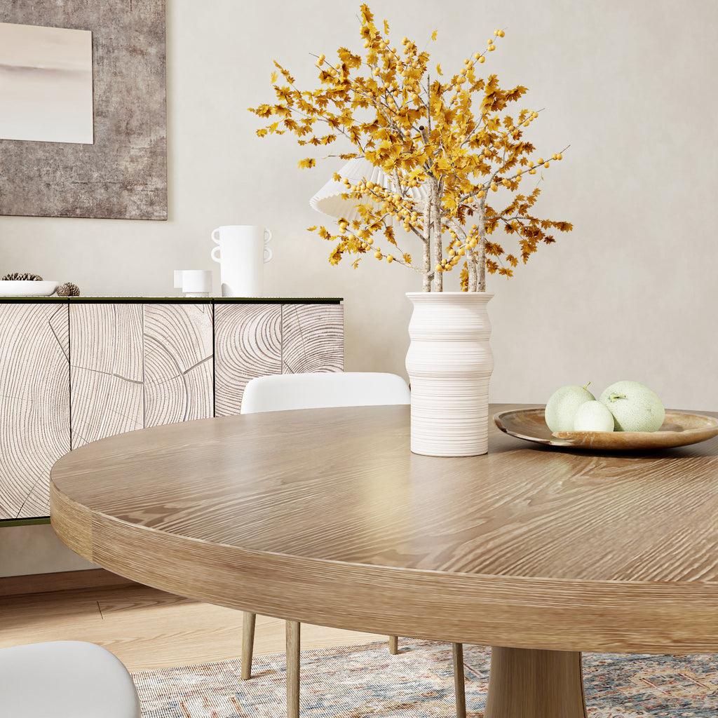 Calyx Dark Walnut Solid Wood Pedestal Round Dining Table  - image 6