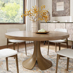 Calyx Dark Walnut Solid Wood Pedestal Round Dining Table  - Walnut - 59" Table - without Lazy Susan - image 0