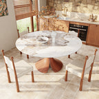 Calyx Red Walnut Solid Wood Pedestal Round Dining Table  - image 13