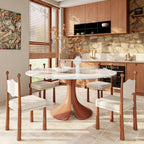 Calyx Red Walnut Solid Wood Pedestal Round Dining Table  - image 14