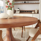 Calyx Red Walnut Solid Wood Pedestal Round Dining Table  - image 20