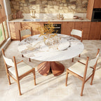 Calyx Red Walnut Solid Wood Pedestal Round Dining Table With Lazy Susan - image 11