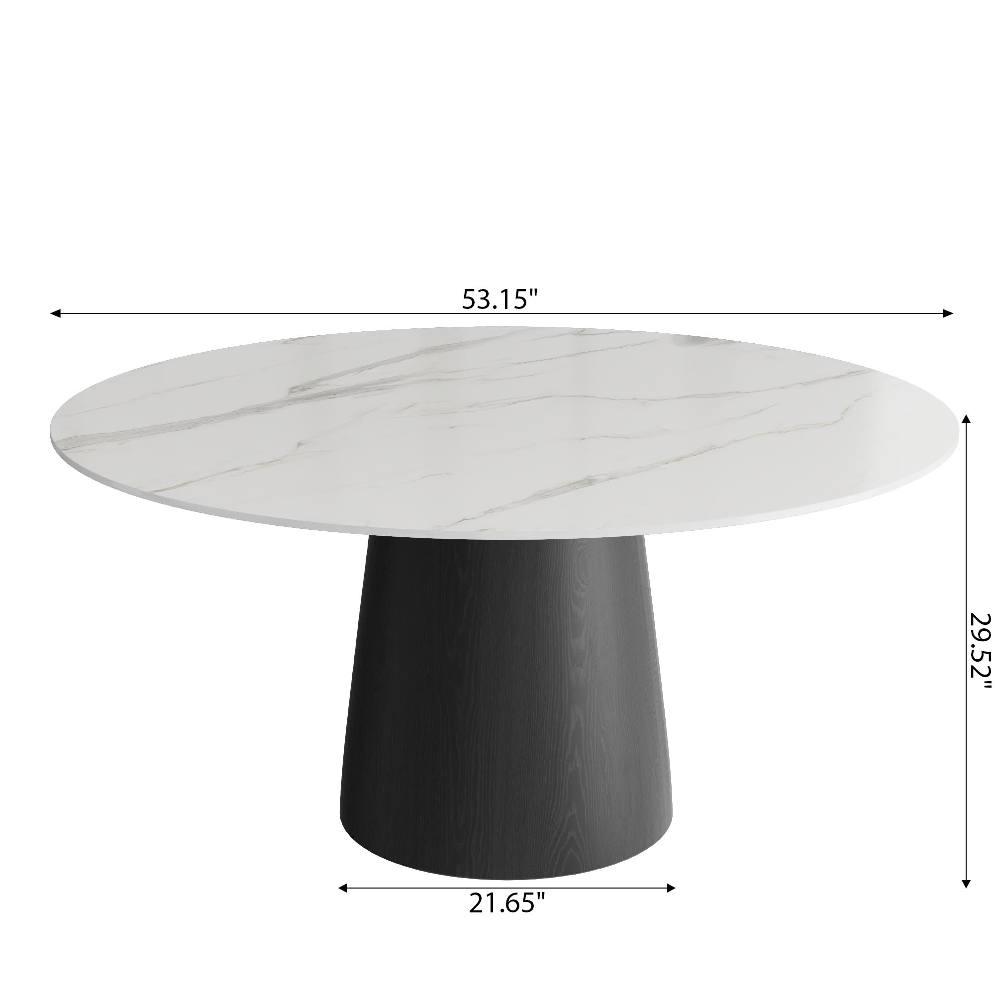 Calen Black Solid Wood Pedestal Round Dining Table  - image 8