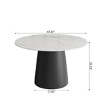 Calen Black Solid Wood Pedestal Round Dining Table  - image 7