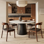 Calen Black Solid Wood Pedestal Round Dining Table  - image 3