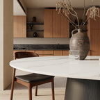 Calen Black Solid Wood Pedestal Round Dining Table  - image 1