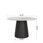 Calen Black Solid Wood Pedestal Round Dining Table  - image 5