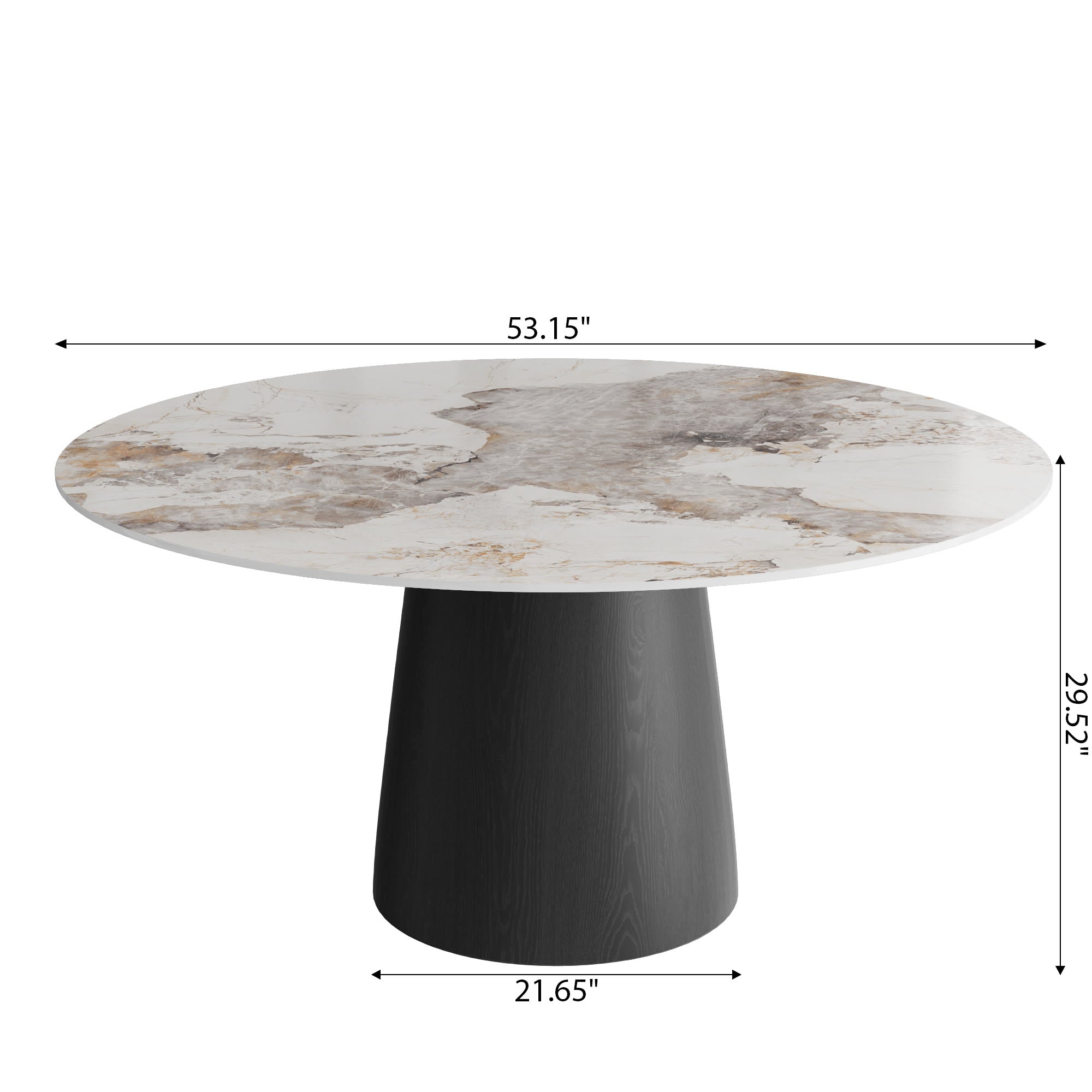 Calen Black Solid Wood Pedestal Round Dining Table  - image 19