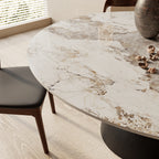 Calen Black Solid Wood Pedestal Round Dining Table  - image 13