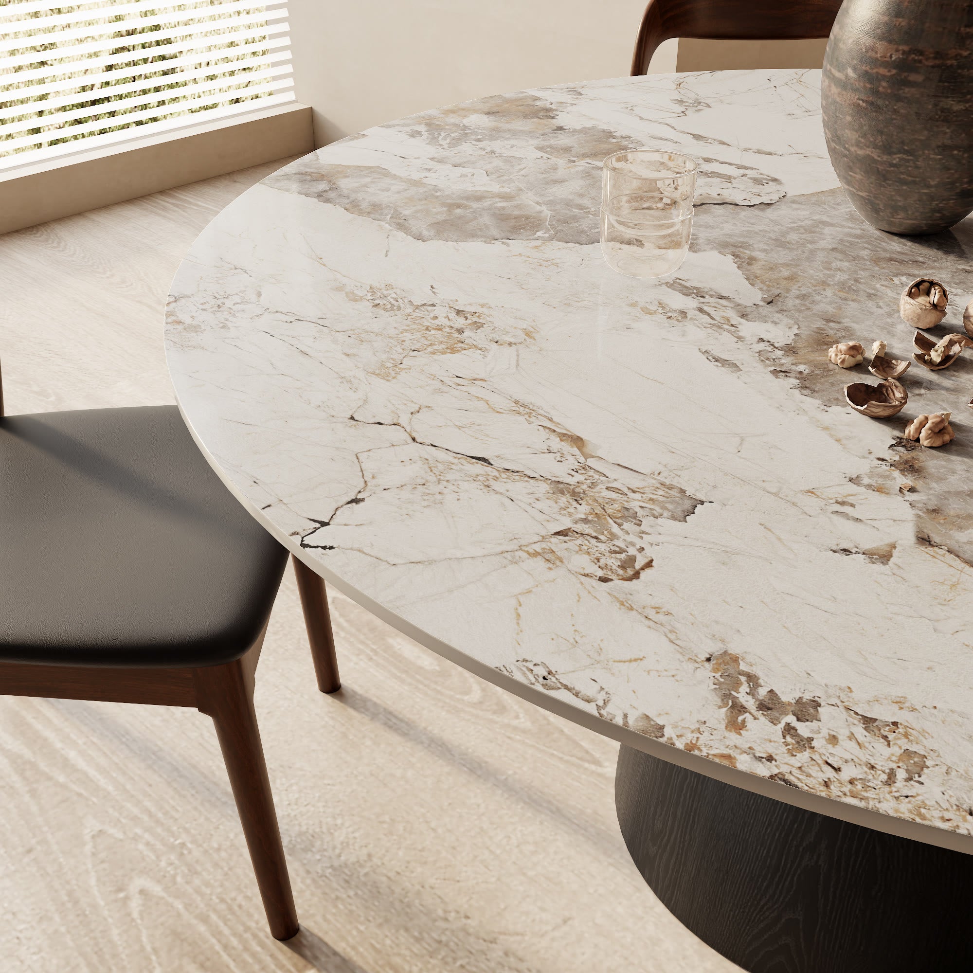 Calen Black Solid Wood Pedestal Round Dining Table  - image 13