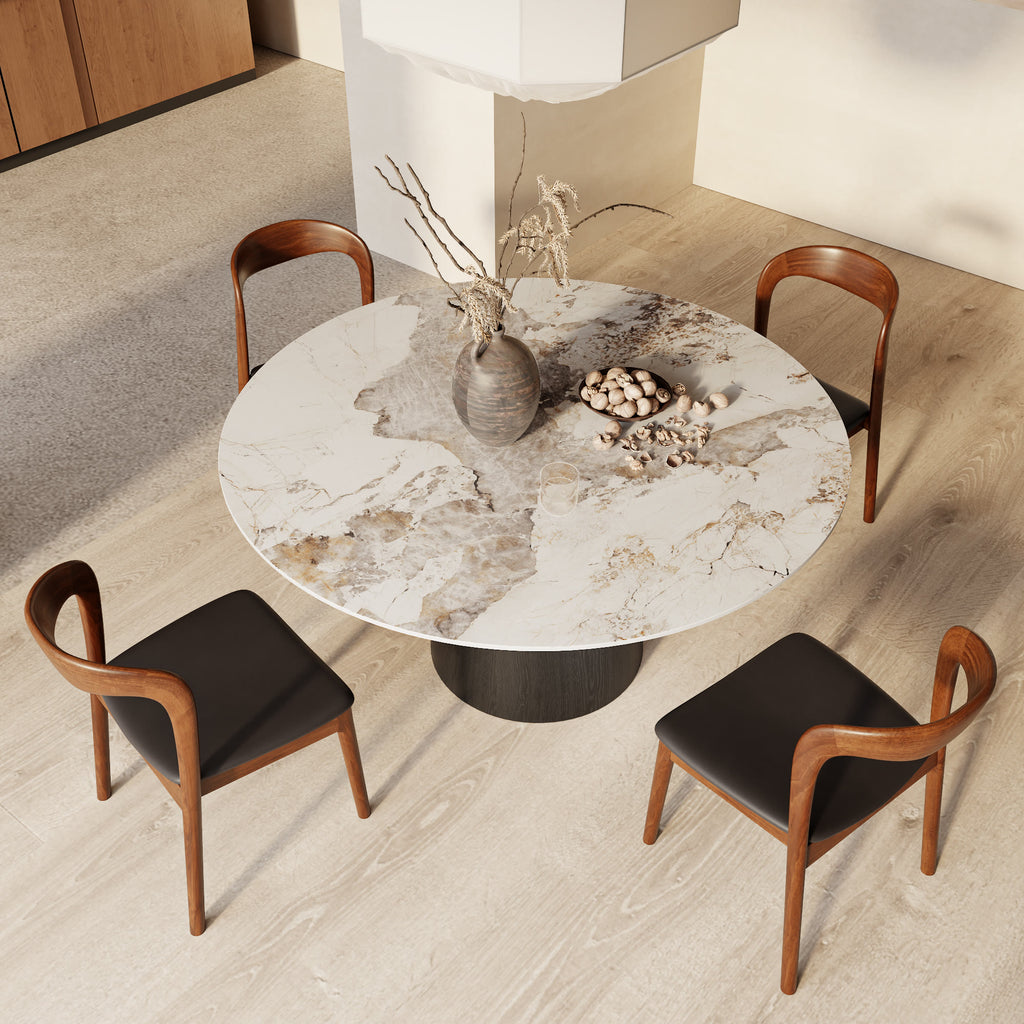 Calen Black Solid Wood Pedestal Round Dining Table  - image 15
