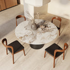 Calen Black Solid Wood Pedestal Round Dining Table  - image 15