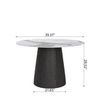 Calen Black Solid Wood Pedestal Round Dining Table  - image 16