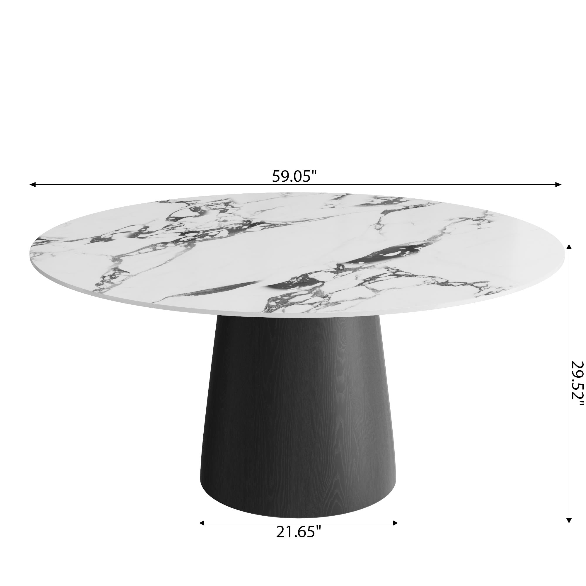 Calen Black Solid Wood Pedestal Round Dining Table  - image 31